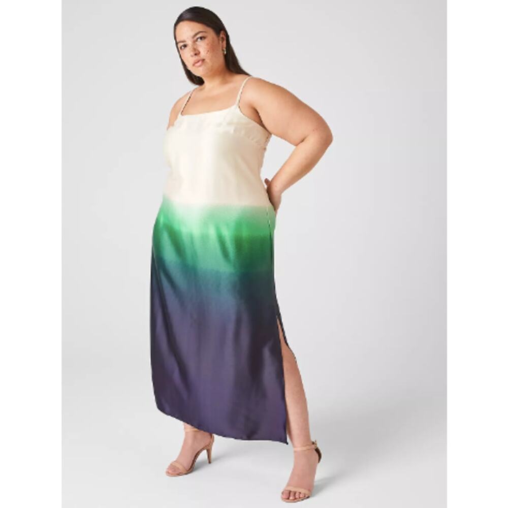 Lane Bryant Green Ombre Scoop Neck Cami Dress Size 24 NWT